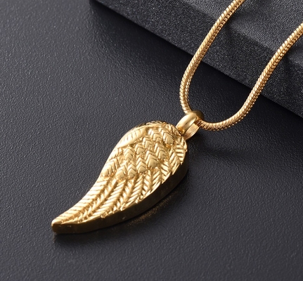 Stainless Steel Ashes Locket Angel Feather Wing Cremation Necklace for Men and Women