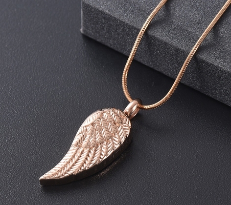 Stainless Steel Ashes Locket Angel Feather Wing Cremation Necklace for Men and Women