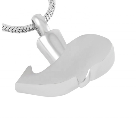 Black Crystal Whale Stainless Steel Cremation Pendant for Men's Memorial Urn Necklace
