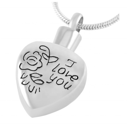 Excellent Memorial Ashes Keepsake Urn Jewelry Pendant with I Love You Heart Design