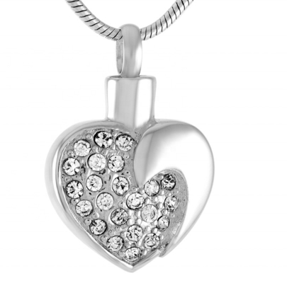 Heart Crystal Pendant Necklace Cremation Jewelry for Women Keepsake Ashes Locket Pet Urn Gift