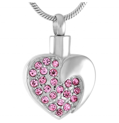 Heart Crystal Pendant Necklace Cremation Jewelry for Women Keepsake Ashes Locket Pet Urn Gift