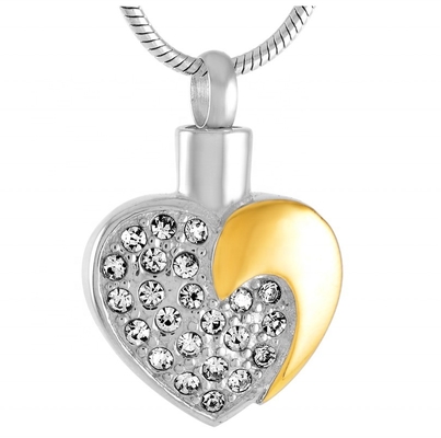 Heart Crystal Pendant Necklace Cremation Jewelry for Women Keepsake Ashes Locket Pet Urn Gift