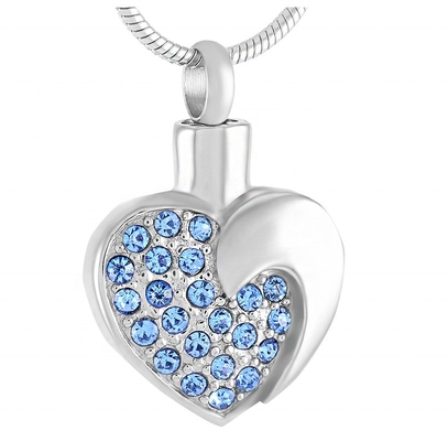 Heart Crystal Pendant Necklace Cremation Jewelry for Women Keepsake Ashes Locket Pet Urn Gift