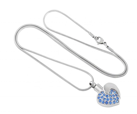 Heart Crystal Pendant Necklace Cremation Jewelry for Women Keepsake Ashes Locket Pet Urn Gift