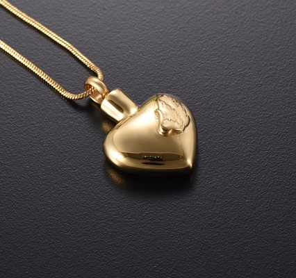 Men's Angel Wing In Heart Urn Necklace for Ashes Cremation Free Engrave CLASSIC Style