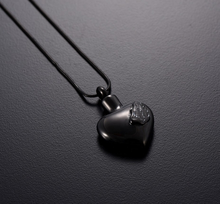 Men's Angel Wing In Heart Urn Necklace for Ashes Cremation Free Engrave CLASSIC Style