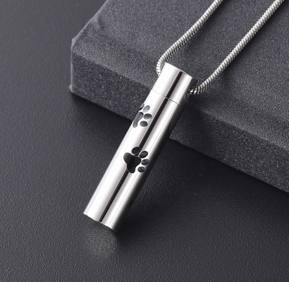 Double Dog Paw Print Cremation Jewelry for Ashes CNC Inlay Technology Tribute Pendant