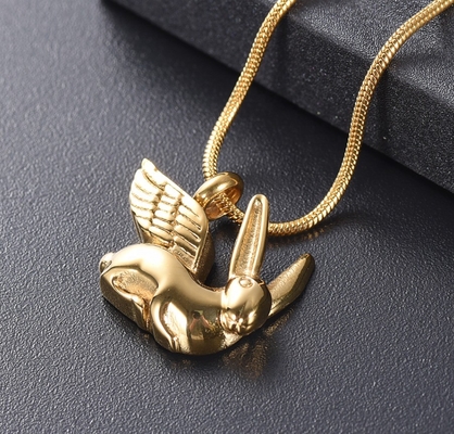 Pet Animal Charms Cute Flying Rabbit Pendant Necklace with Memorial Cremation Jewelry