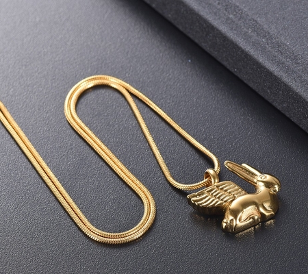 Pet Animal Charms Cute Flying Rabbit Pendant Necklace with Memorial Cremation Jewelry