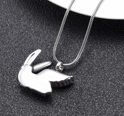 Pet Animal Charms Cute Flying Rabbit Pendant Necklace with Memorial Cremation Jewelry