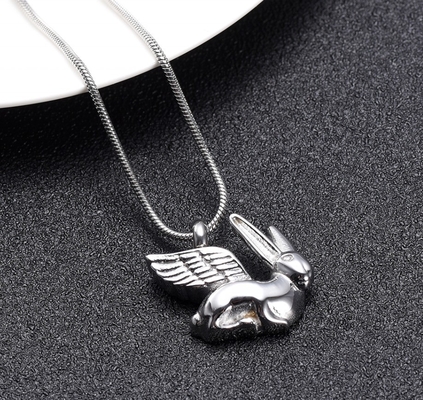 Pet Animal Charms Cute Flying Rabbit Pendant Necklace with Memorial Cremation Jewelry