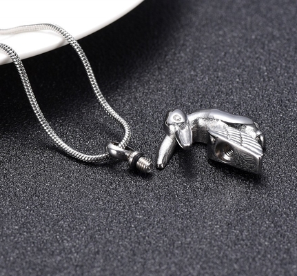Pet Animal Charms Cute Flying Rabbit Pendant Necklace with Memorial Cremation Jewelry