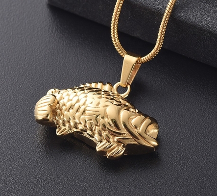 Fish Cremation Jewelry Keepsake Urn Necklace for Pet Ashes Stainless Steel 4 Colors