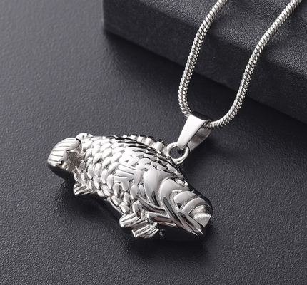 Fish Cremation Jewelry Keepsake Urn Necklace for Pet Ashes Stainless Steel 4 Colors
