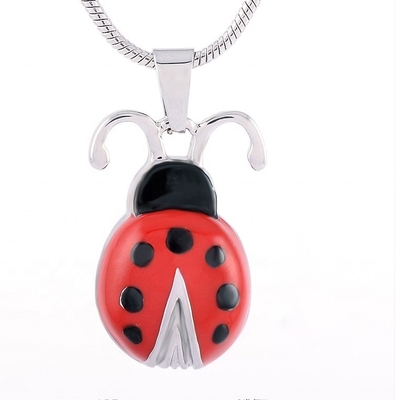 Cute Ladybug Cremation Jewelry For Ashes Pendant Stainless Steel Necklace Memorial