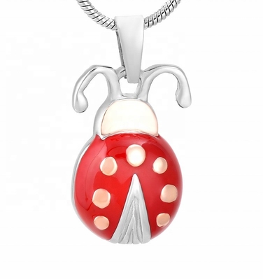 Cute Ladybug Cremation Jewelry For Ashes Pendant Stainless Steel Necklace Memorial