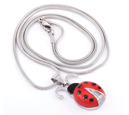 Cute Ladybug Cremation Jewelry For Ashes Pendant Stainless Steel Necklace Memorial
