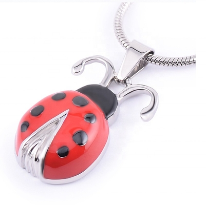 Cute Ladybug Cremation Jewelry For Ashes Pendant Stainless Steel Necklace Memorial