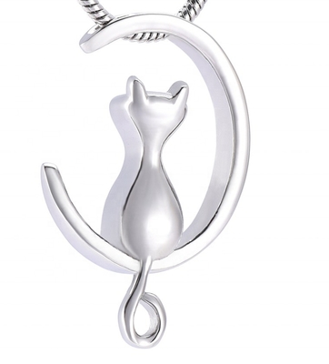 Rose Gold Plated Moon Cat Shape Cremation Jewelry for Pet Ashes 8 Year's Experience