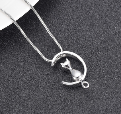 Rose Gold Plated Moon Cat Shape Cremation Jewelry for Pet Ashes 8 Year's Experience