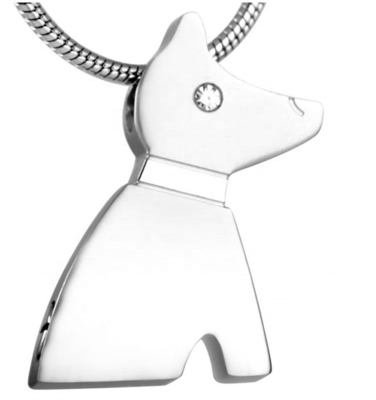 Pet Ashes Cremation Jewelry Stainless Steel Dog Shape Keepsake Urn Pendant Necklace