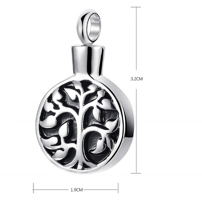 Stainless Steel Cremation Necklace Engraved Name Ash Urn Pendant for Memorial Keepsake
