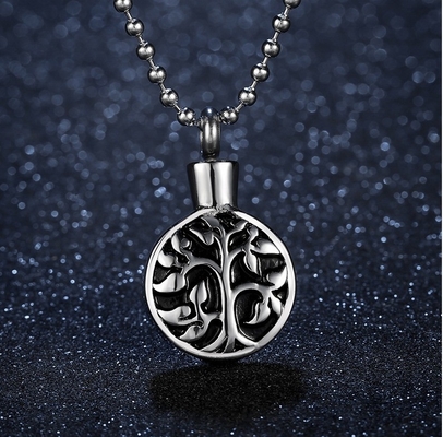Stainless Steel Cremation Necklace Engraved Name Ash Urn Pendant for Memorial Keepsake