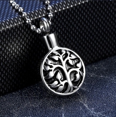 Stainless Steel Cremation Necklace Engraved Name Ash Urn Pendant for Memorial Keepsake