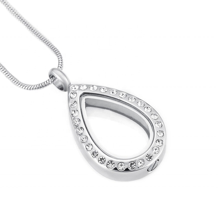 Excellent Durable Stainless Steel Glass Teardrop Pendant Ideal Gift for Memorial Occasion