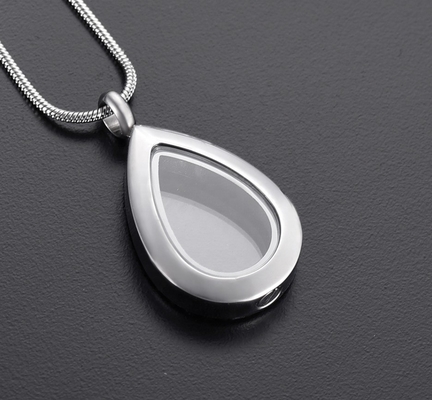 Excellent Durable Stainless Steel Glass Teardrop Pendant Ideal Gift for Memorial Occasion