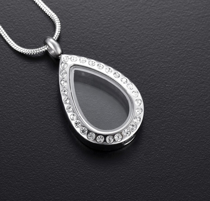 Excellent Durable Stainless Steel Glass Teardrop Pendant Ideal Gift for Memorial Occasion
