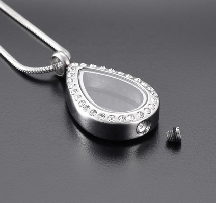 Excellent Durable Stainless Steel Glass Teardrop Pendant Ideal Gift for Memorial Occasion