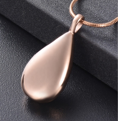 Charm Pendants Type High Polished Rose Gold Color Tear Drop Pendant for Ashes Keepsake