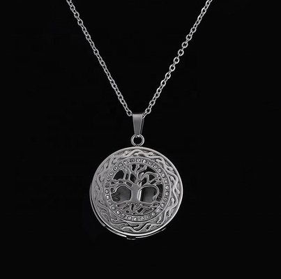 Women's Life Tree Round Wing Cremation Ashes Necklace Ladies Nature Lucky Jewelry Pendant Link Charm