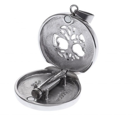 Women's Life Tree Round Wing Cremation Ashes Necklace Ladies Nature Lucky Jewelry Pendant Link Charm