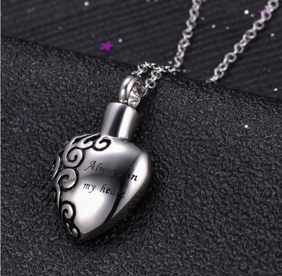 Always in my Heart Cremation Necklace for Ashes Memorial Jewelry Heart Urn Pendant