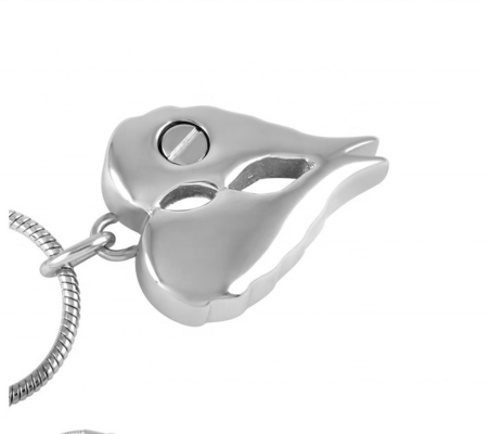 Stainless Steel Double Angel Wing Feather Cremation Pendant for Memorial Ashes Holder
