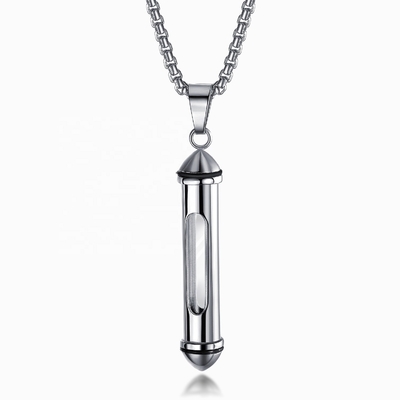 Decoration Stainless Steel Cremation Jewelry Cylinder Ashes Pendant Urn Necklace