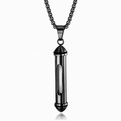 Decoration Stainless Steel Cremation Jewelry Cylinder Ashes Pendant Urn Necklace