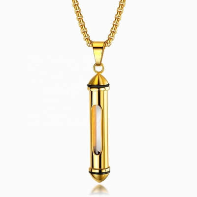 Decoration Stainless Steel Cremation Jewelry Cylinder Ashes Pendant Urn Necklace