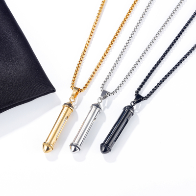 Decoration Stainless Steel Cremation Jewelry Cylinder Ashes Pendant Urn Necklace
