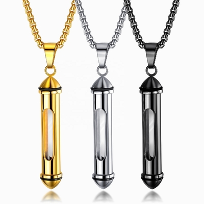 Decoration Stainless Steel Cremation Jewelry Cylinder Ashes Pendant Urn Necklace