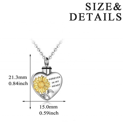 Forever In My Heart Heart Sunflower Urn Perfume Necklace A Tribute with Unique Designs