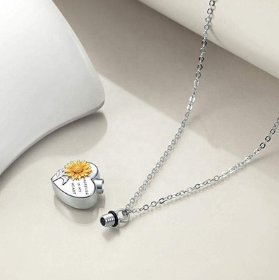 Forever In My Heart Heart Sunflower Urn Perfume Necklace A Tribute with Unique Designs