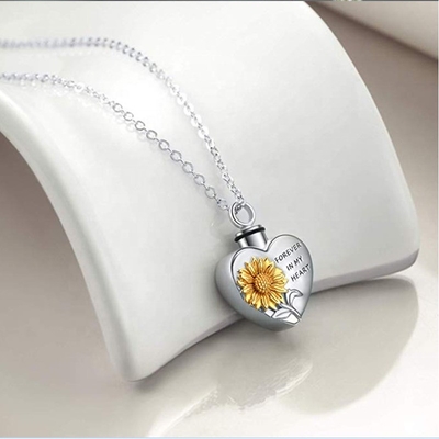 Forever In My Heart Heart Sunflower Urn Perfume Necklace A Tribute with Unique Designs