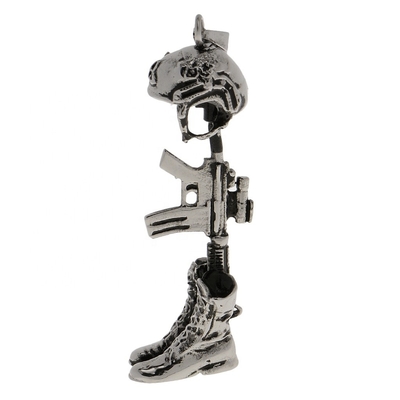Stainless Steel Vintage Helmet Boots Rifle Cremation Urn Pendant Necklace Ash Into Jewellery Gift