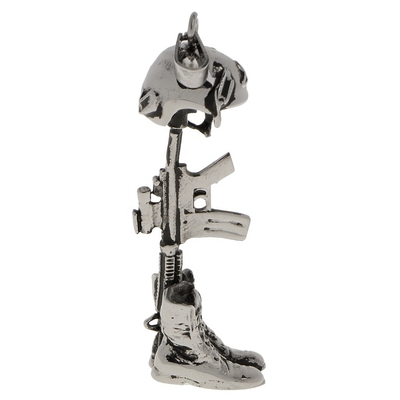 Stainless Steel Vintage Helmet Boots Rifle Cremation Urn Pendant Necklace Ash Into Jewellery Gift