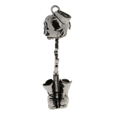 Stainless Steel Vintage Helmet Boots Rifle Cremation Urn Pendant Necklace Ash Into Jewellery Gift