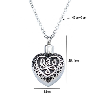 Heart Shape Urn Necklace for Ashes Cremation Jewelry Keepsake Dad Memorial Pendants